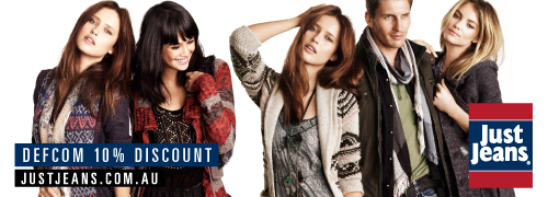 10% OFF for DEFCOM members at all Just Jeans stores Australia-wide