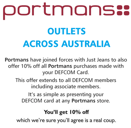 Receive a 10% discount of all purchases at Portmans