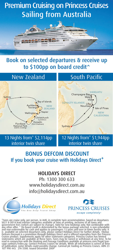 DEFCOM discounts off Princess Cruises for members and their family and friends