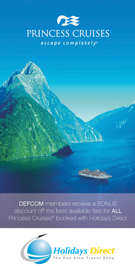 DEFCOM discount off every Princess Cruise booked with Holidays Direct 1300 300 633