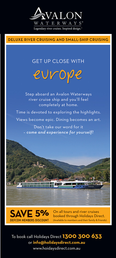 DEFCOM discount off every Avalon Waterways river cruise booked with Holidays Direct